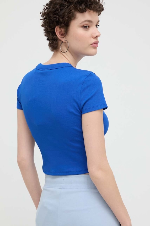 Abbigliamento HUGO Blue t-shirt da donna in cotone con elastan Baby Tee_B 50510749 blu