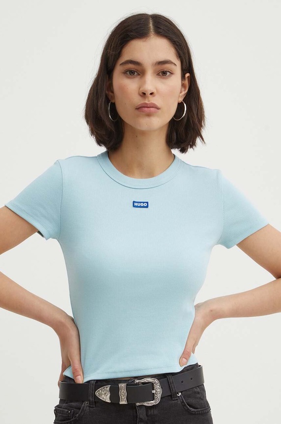 HUGO Blue t-shirt Baby Tee_B aplikacja niebieski 50510749