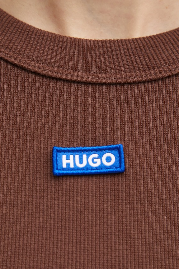 HUGO Blue női t-shirt pamut elasztánnal Baby Tee_B 50510749 barna