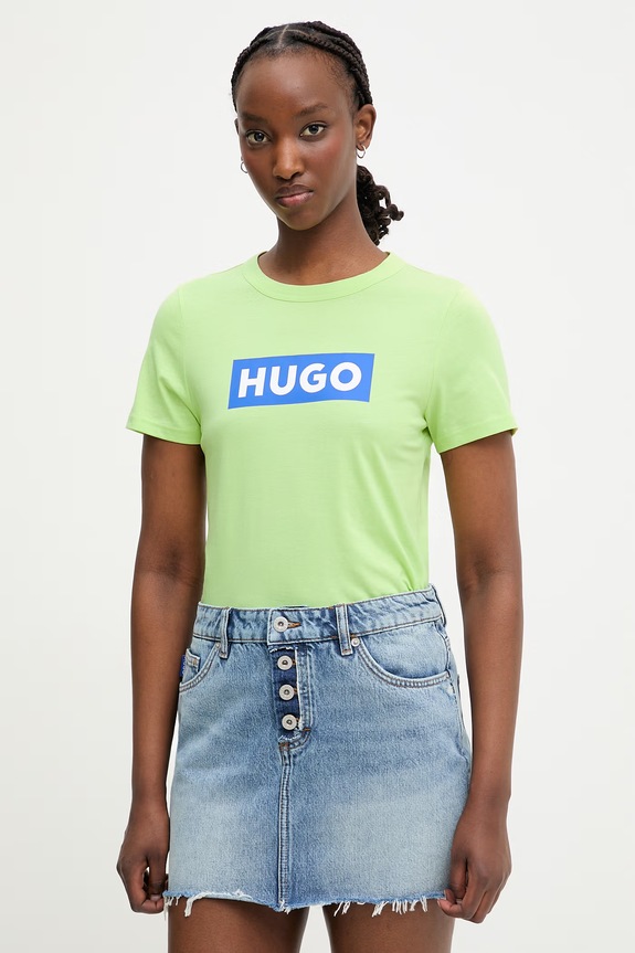 HUGO Blue basic majica kratkih rukava za žene od pamuka Classic Tee_B zelena 50510772
