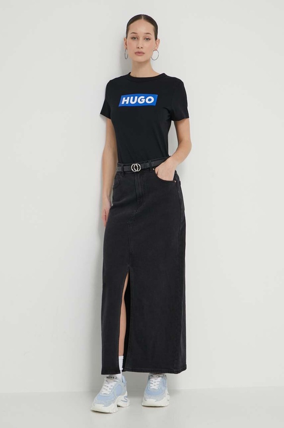 Hugo Blue pamut póló 50510772 fekete SS26