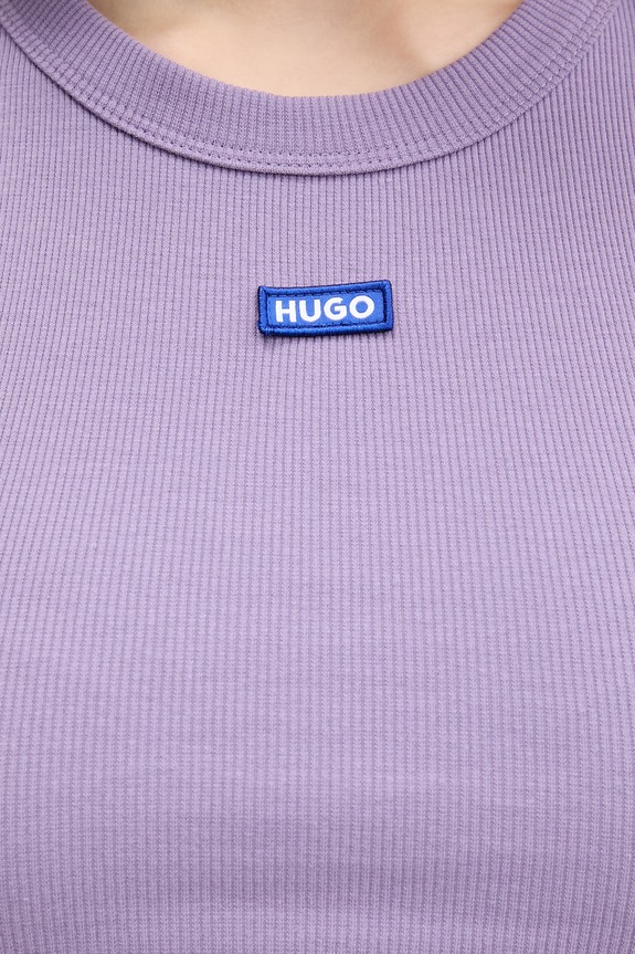 HUGO Blue crop top pentru femei din bumbac cu elastan Baby Tank_B violet 50511450
