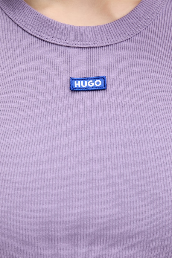 HUGO Blue crop top pentru femei din bumbac cu elastan Baby Tank_B violet 50511450