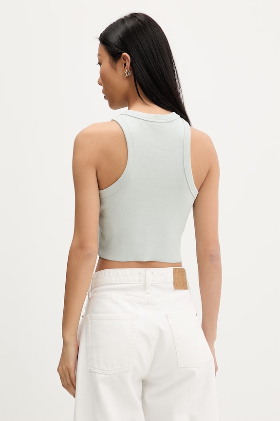 Odzież HUGO Blue crop top damski bawełniany z elastanem Baby Tank_B 50511450 zielony
