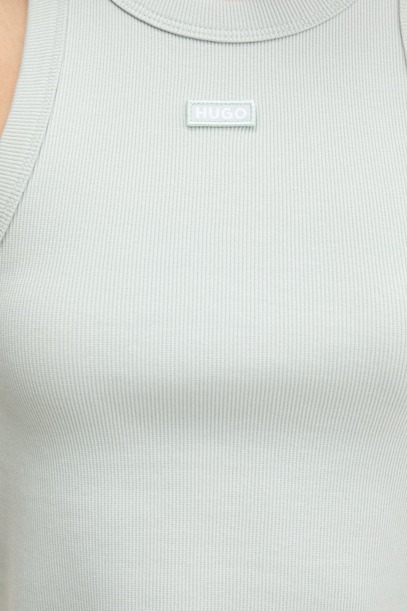 HUGO Blue crop top damski bawełniany z elastanem Baby Tank_B 50511450 zielony