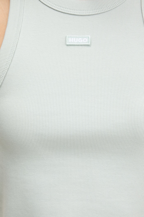 HUGO Blue crop top damski bawełniany z elastanem Baby Tank_B 50511450 zielony