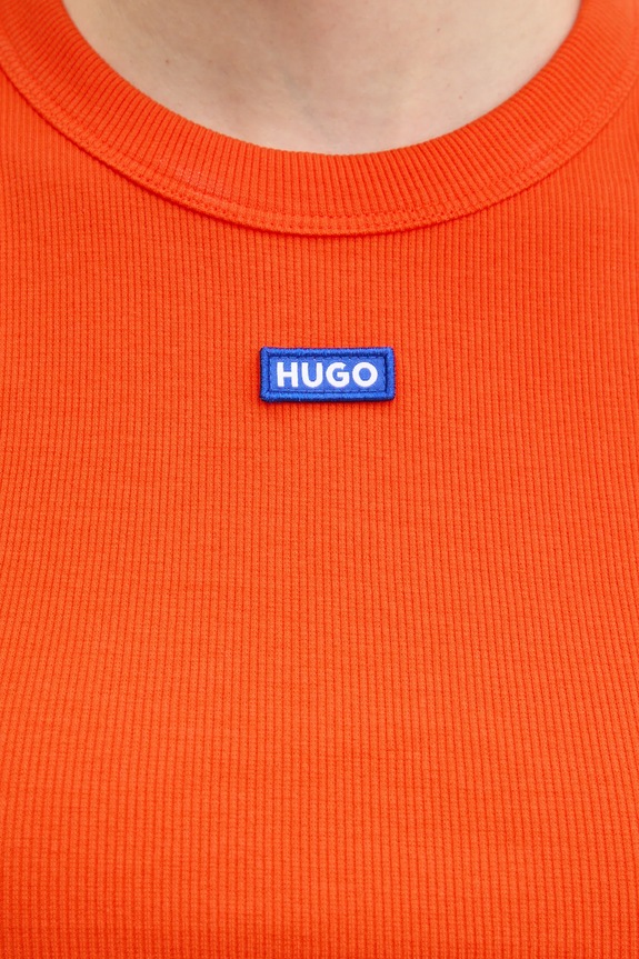 HUGO Blue crop top da donna in cotone con elastan Baby Tank_B 50511450 arancione