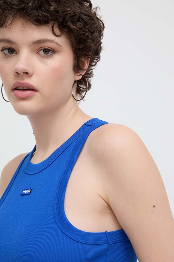 HUGO Blue crop top da donna in cotone con elastan Baby Tank_B blu 50511450