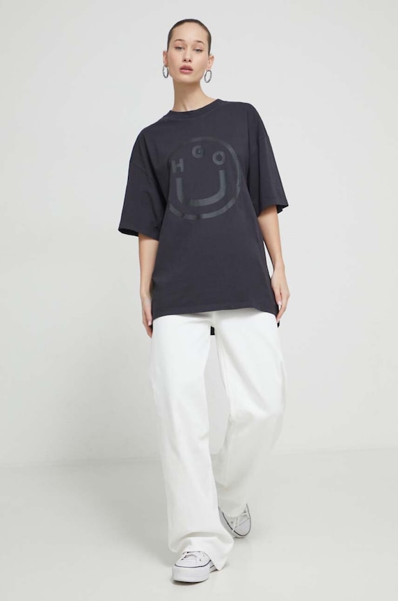 HUGO Blue t-shirt bawełniany 50511471 czarny SS25