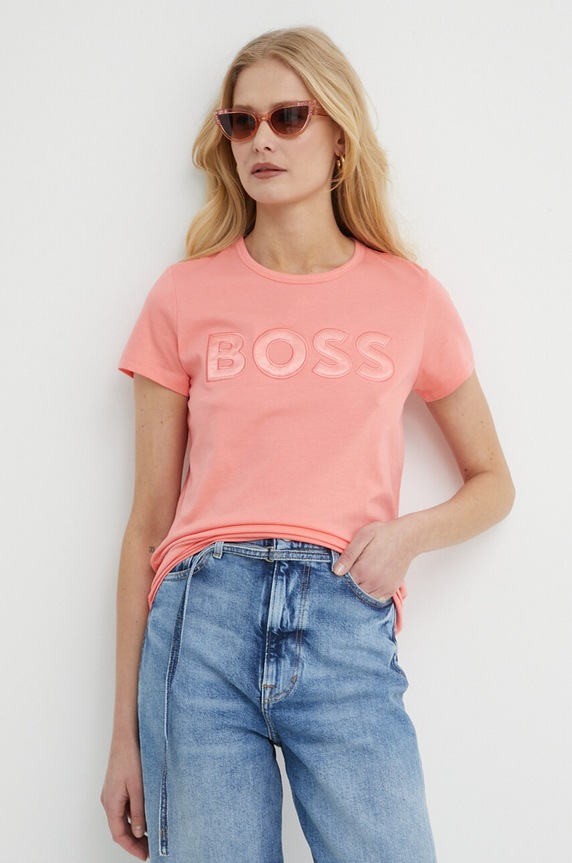 BOSS t-shirt bawełniany różowy 50514967