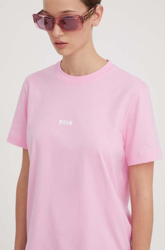 MSGM tricou din bumbac uni roz 2000MDM500.200002