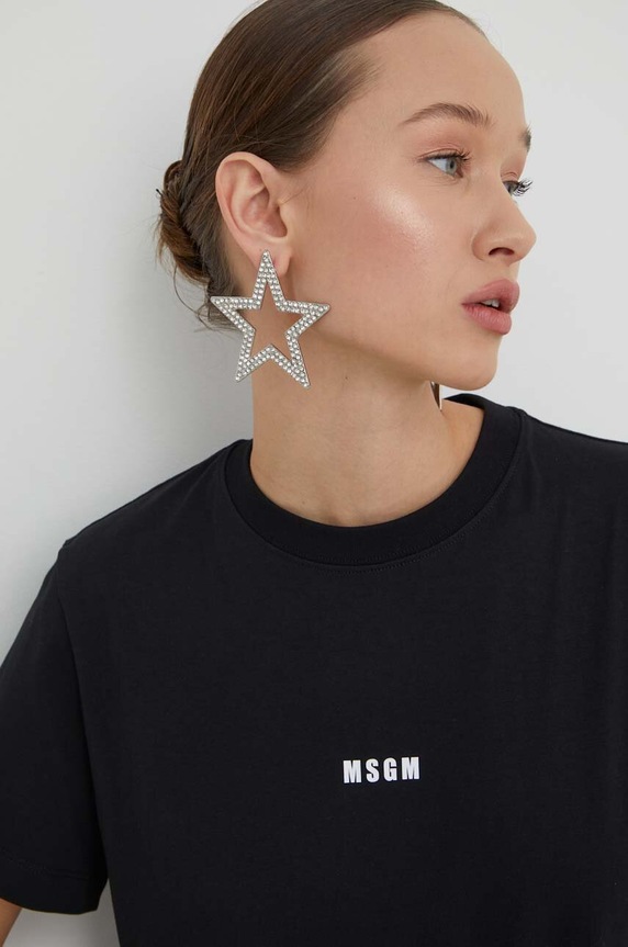 MSGM t-shirt bawełniany czarny 2000MDM500.200002