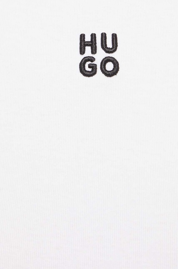 HUGO crop top ženski z bombažem Delanor 50512000 bela