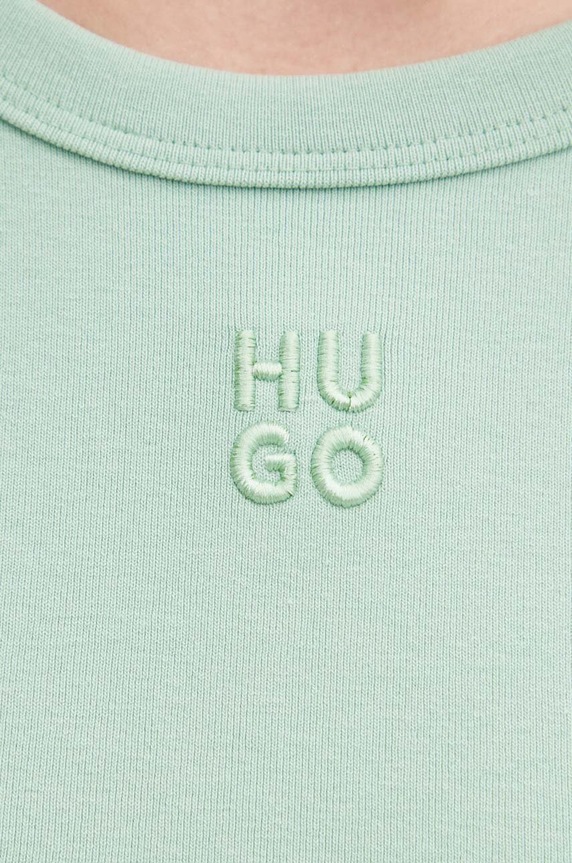 HUGO crop top damski bawełniany Delanor 50512000 zielony