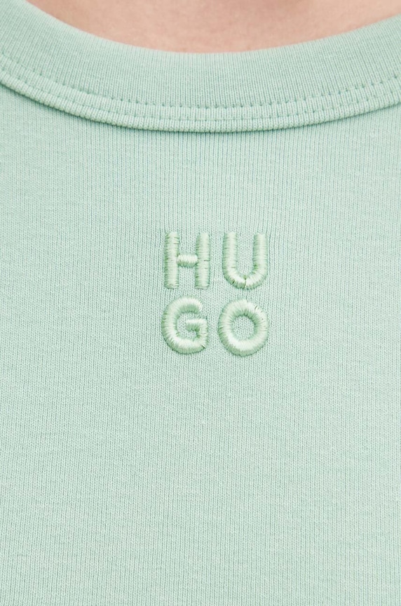 HUGO crop top damski bawełniany Delanor 50512000 zielony