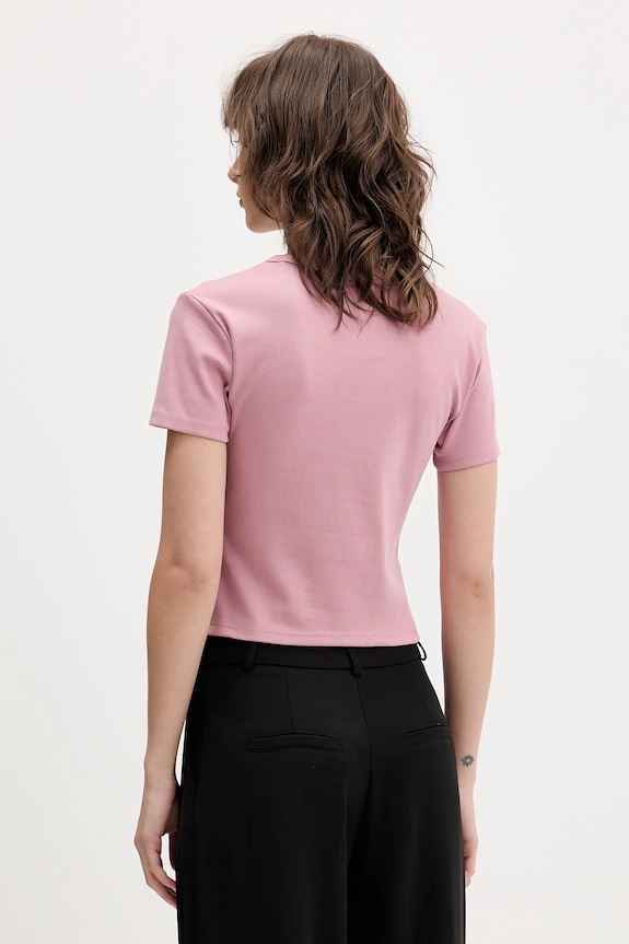 Odzież HUGO crop top damski z bawełną Delanor 50512000 różowy