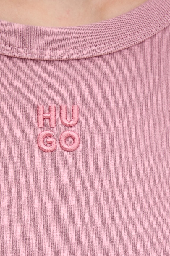 HUGO crop top damski z bawełną Delanor 50512000 różowy