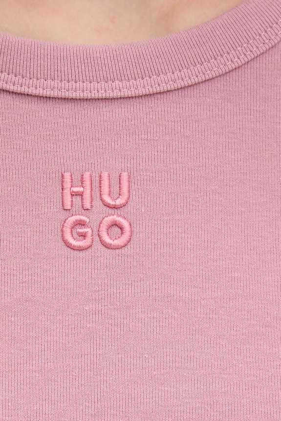 HUGO crop top damski z bawełną Delanor 50512000 różowy