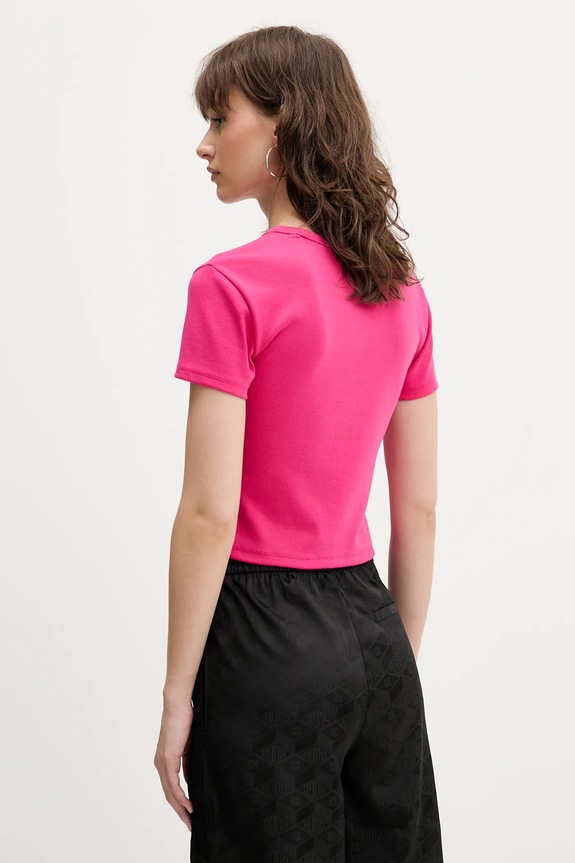Odzież HUGO crop top damski z bawełną Delanor 50512000 różowy