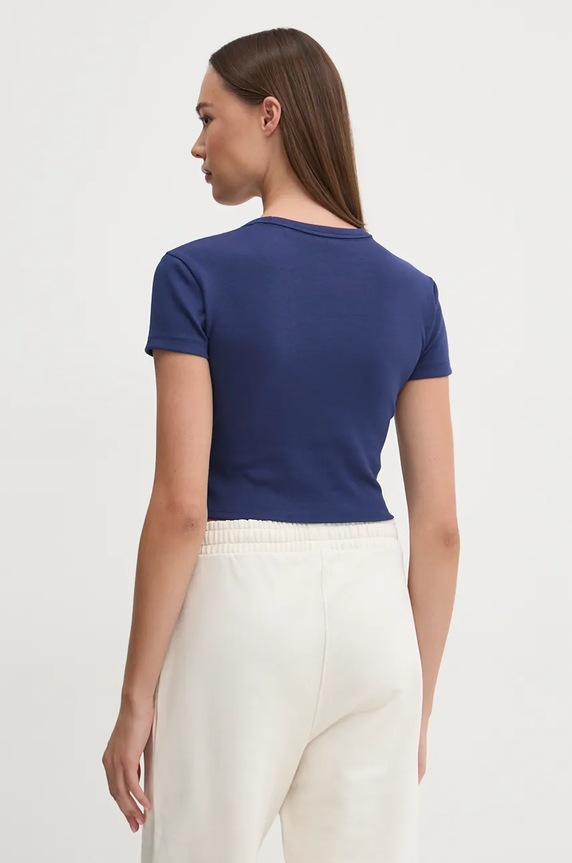 Odzież HUGO crop top damski z bawełną Delanor 50512000 granatowy
