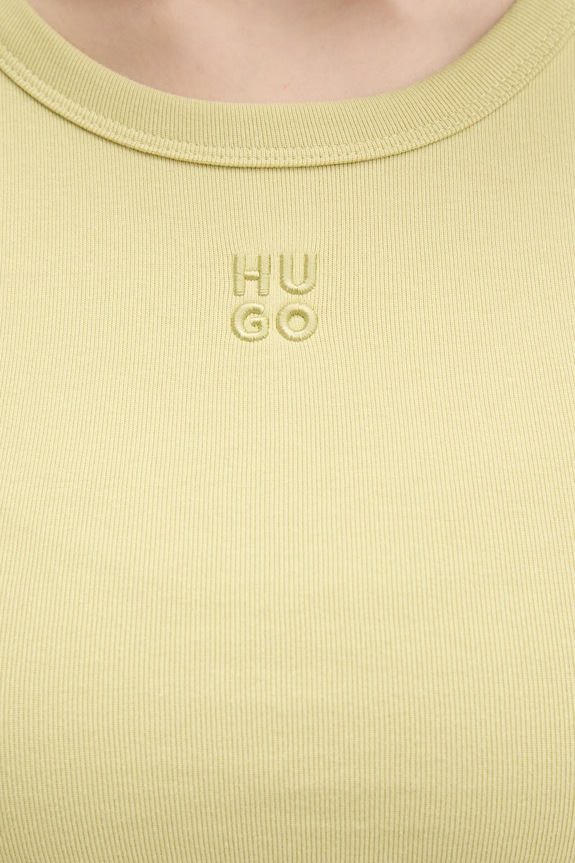 HUGO crop top de damă cu bumbac Delanor 50512000 verde
