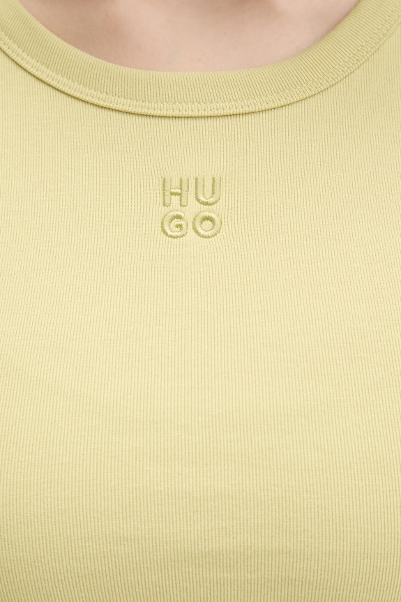 HUGO crop top de damă cu bumbac Delanor 50512000 verde