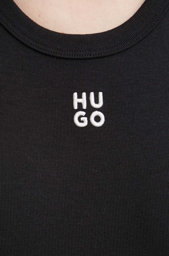 HUGO crop top de damă cu bumbac Delanor 50512000 negru
