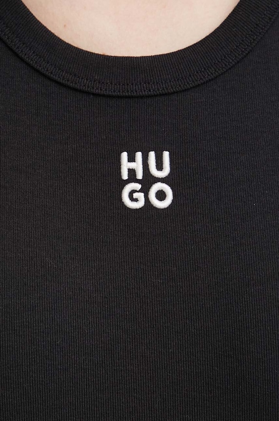 HUGO crop top de damă cu bumbac Delanor 50512000 negru