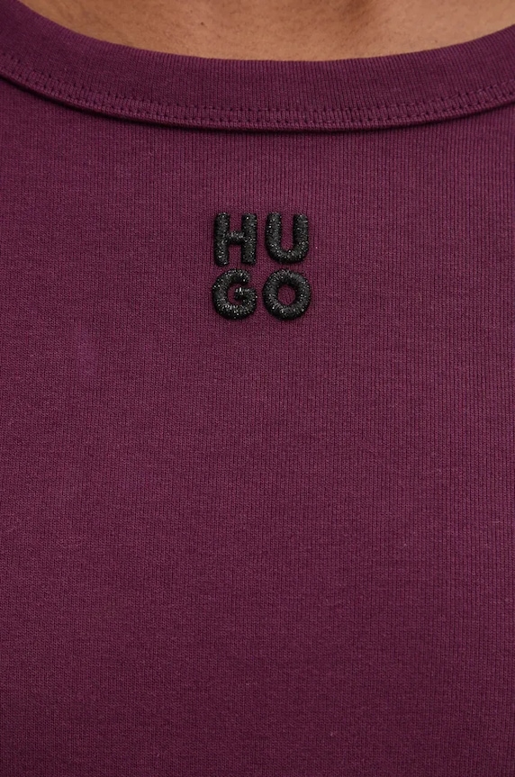 HUGO тениска дамска с памук Deloris 50512002 виолетов