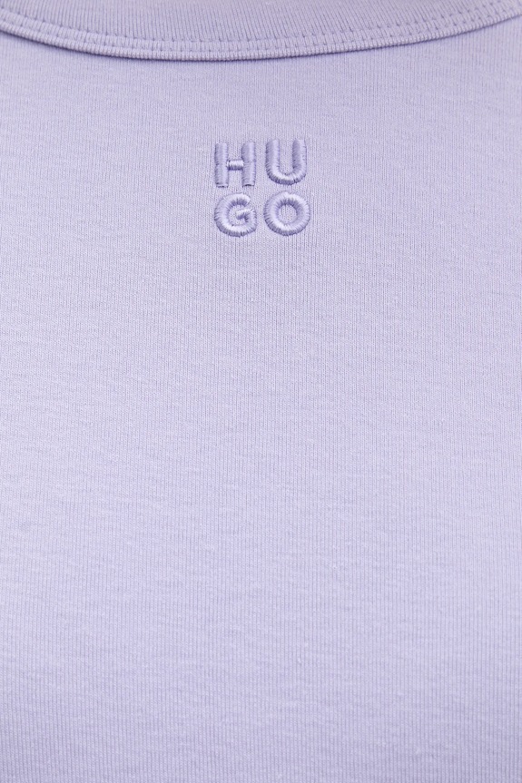 HUGO T-shirt damski z bawełną Deloris 50512002 fioletowy