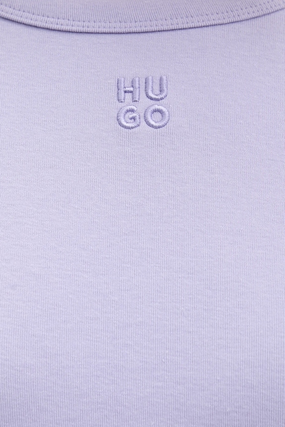 HUGO T-shirt damski z bawełną Deloris 50512002 fioletowy