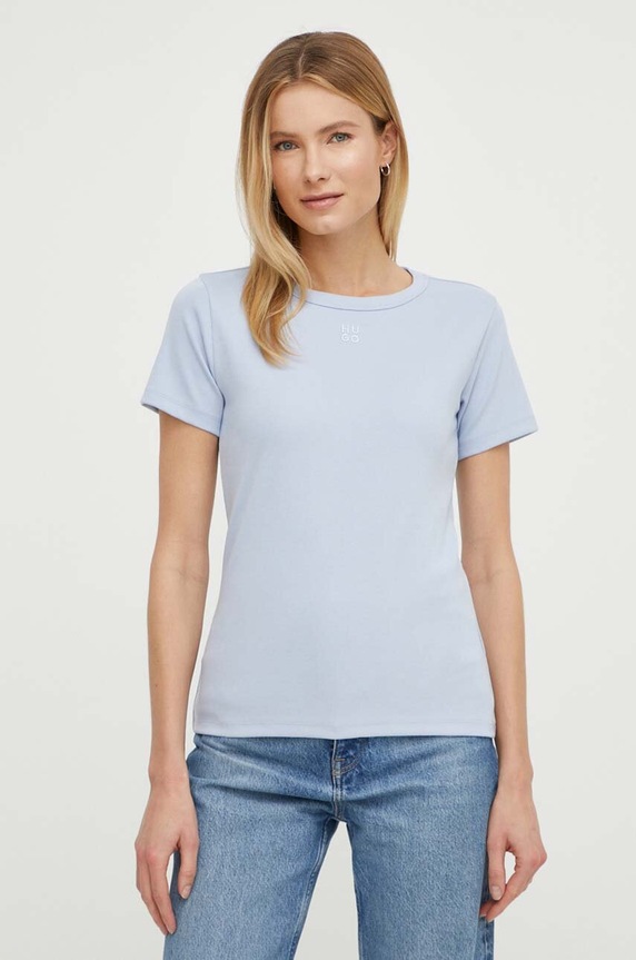 HUGO t-shirt γυναικείο με βαμβάκι Deloris 50512002 μπλε SS26
