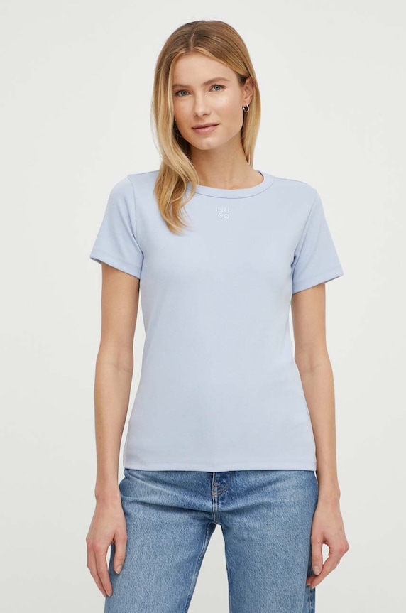 HUGO t-shirt γυναικείο με βαμβάκι Deloris 50512002 μπλε SS26