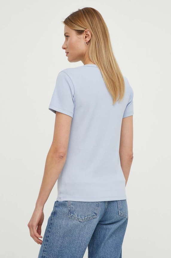 Ρούχα HUGO t-shirt γυναικείο με βαμβάκι Deloris 50512002 μπλε