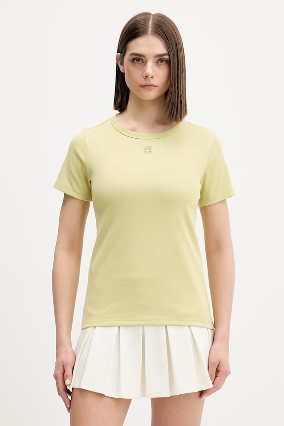 HUGO T-shirt damski z bawełną Deloris zielony 50512002