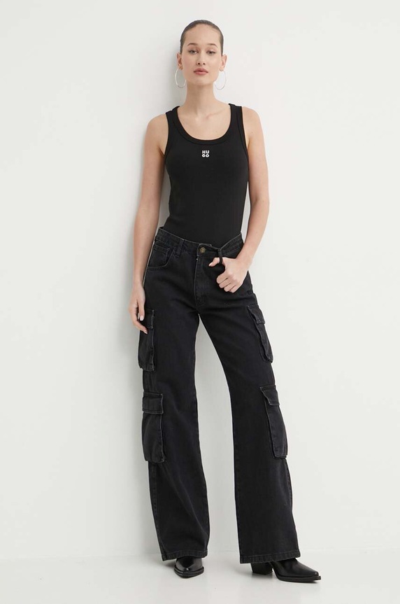 HUGO top damski Datamia 50514489 czarny SS26