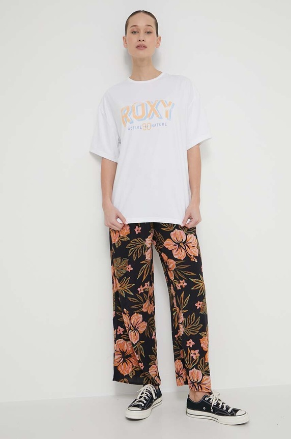 Roxy t-shirt Beach Bound elasztánnal fehér ERJKT04118