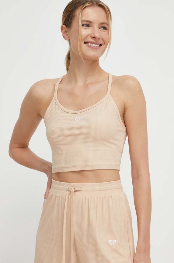 Top na jogu Roxy Rise & Vibe slim béžová ERJKT04116
