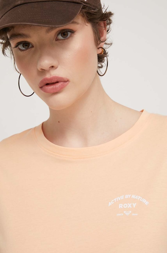 Roxy t-shirt bawełniany Essential Energy pomarańczowy ERJKT04130