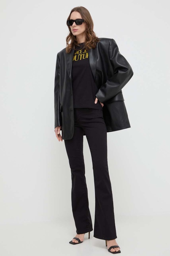 Bavlněné tričko Versace Jeans Couture 76HAHG03.CJ00G černá SS24
