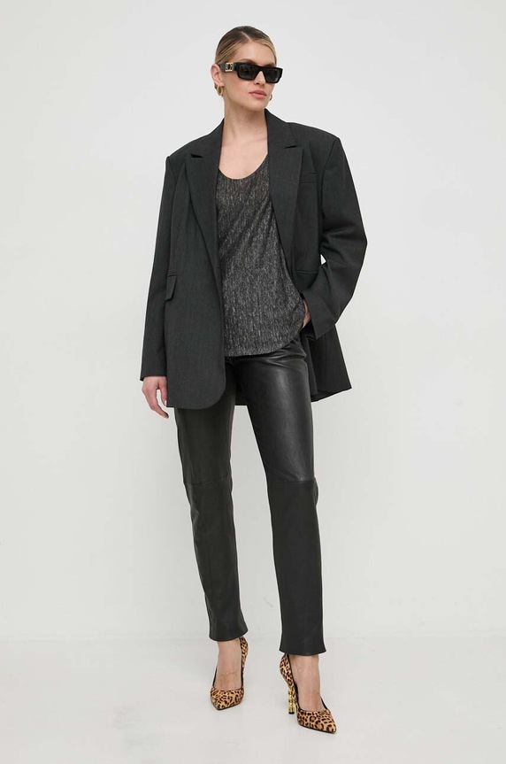 Ľanový top Pinko 103475.A1U9 čierna AW24