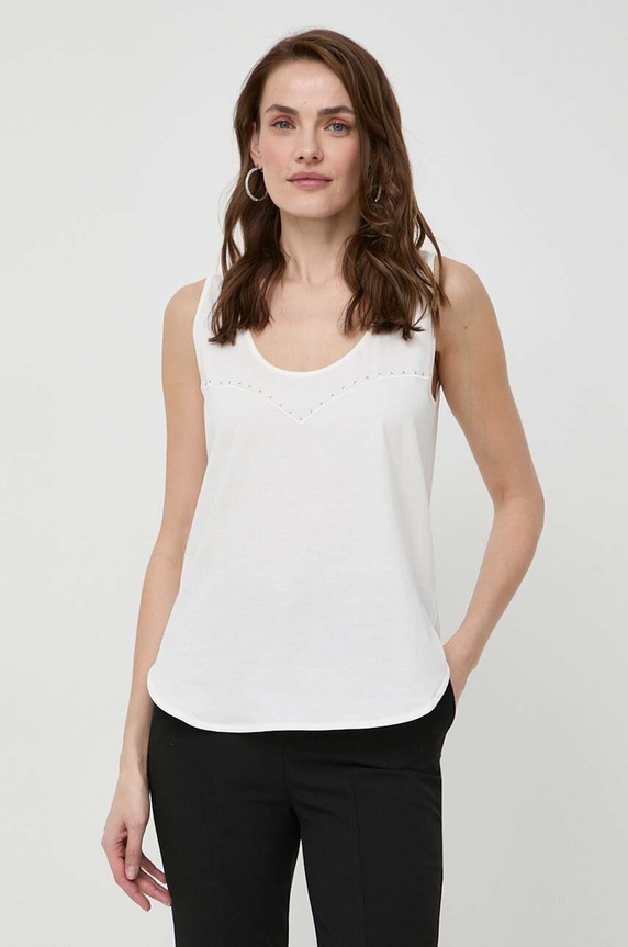 Pinko top bawełniany regular beżowy 103729.A1XR