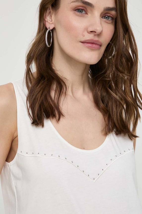 Pinko top bawełniany 103729.A1XR beżowy SS24