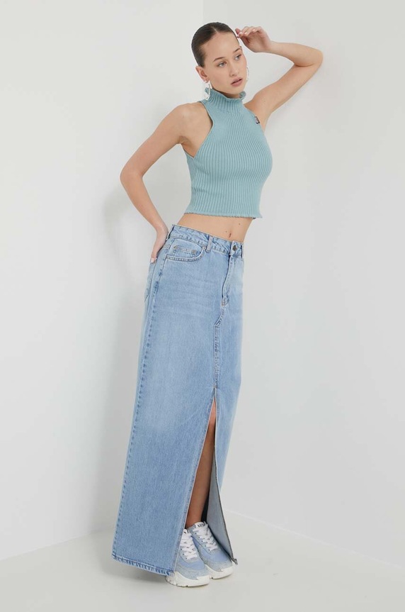 Moschino Jeans sweter bawełniany 0884.3706 niebieski SS24
