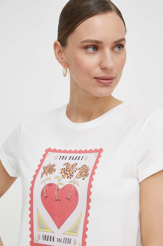 Twinset t-shirt bawełniany beżowy 241TT2411