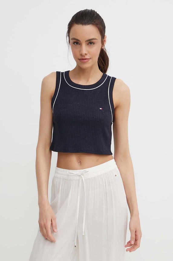 Top Tommy Hilfiger slim námořnická modř UW0UW05232