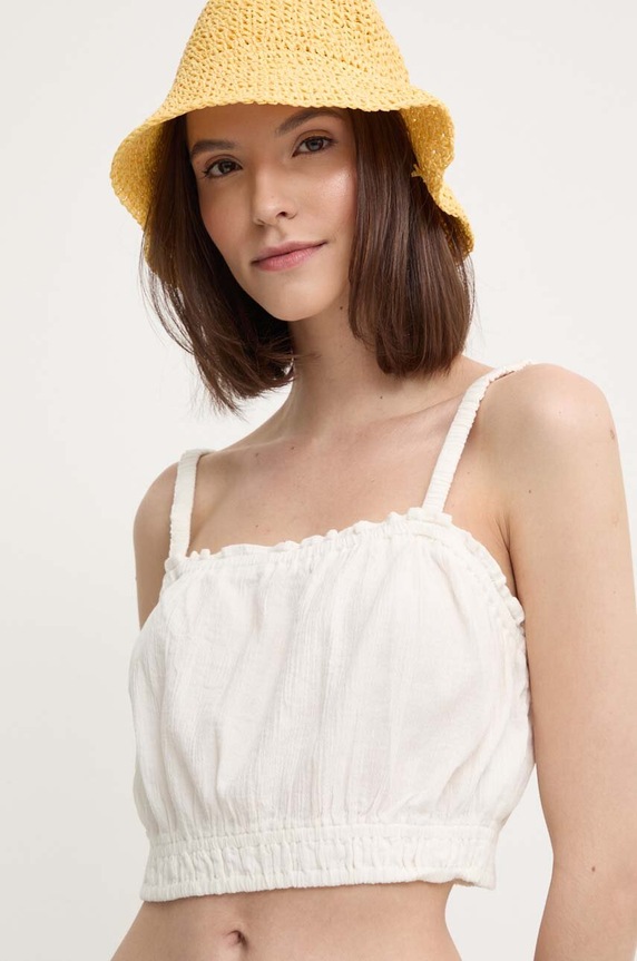 United Colors of Benetton top din bumbac uni bej 4XEA5H008