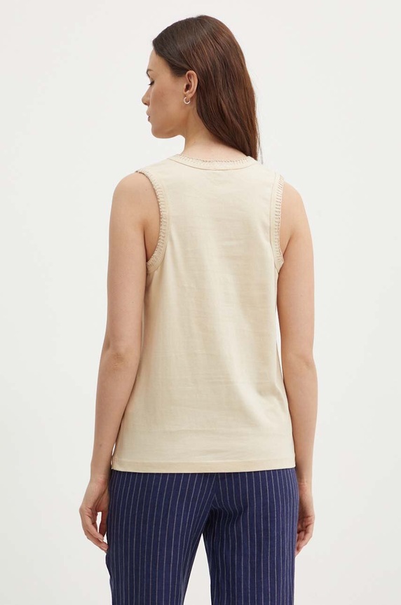 Ρούχα Βαμβακερό τοπ United Colors of Benetton 34G7DH00W μπεζ