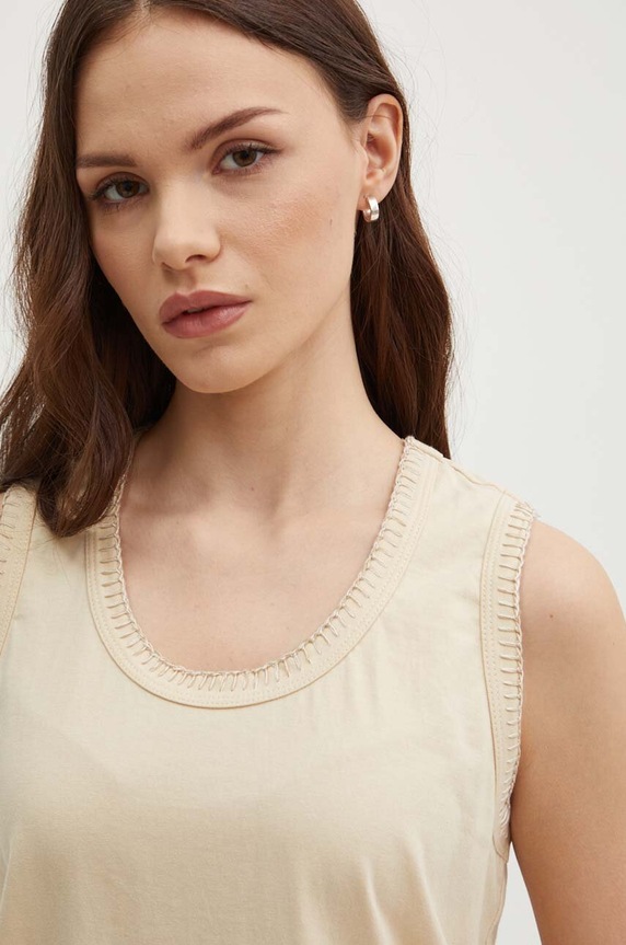 Βαμβακερό τοπ United Colors of Benetton μπεζ 34G7DH00W
