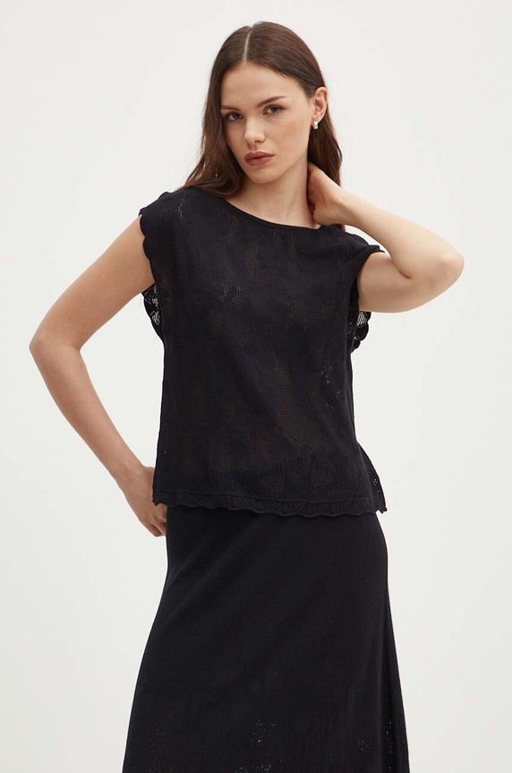 United Colors of Benetton top regular czarny 103CD10AR